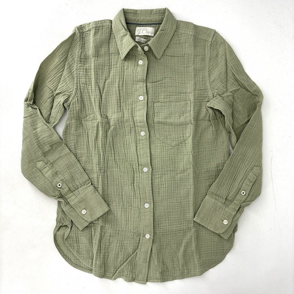 J. Crew Faded Pistachio Classic Fit Double Gauze Shirt Size 00 New AW686